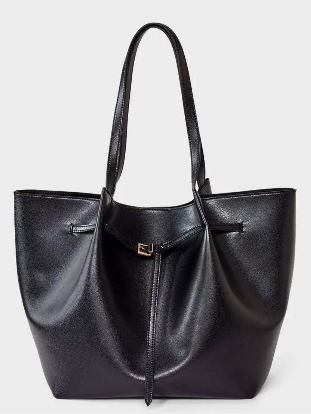 Belted Pinched Handle Tote Handbag